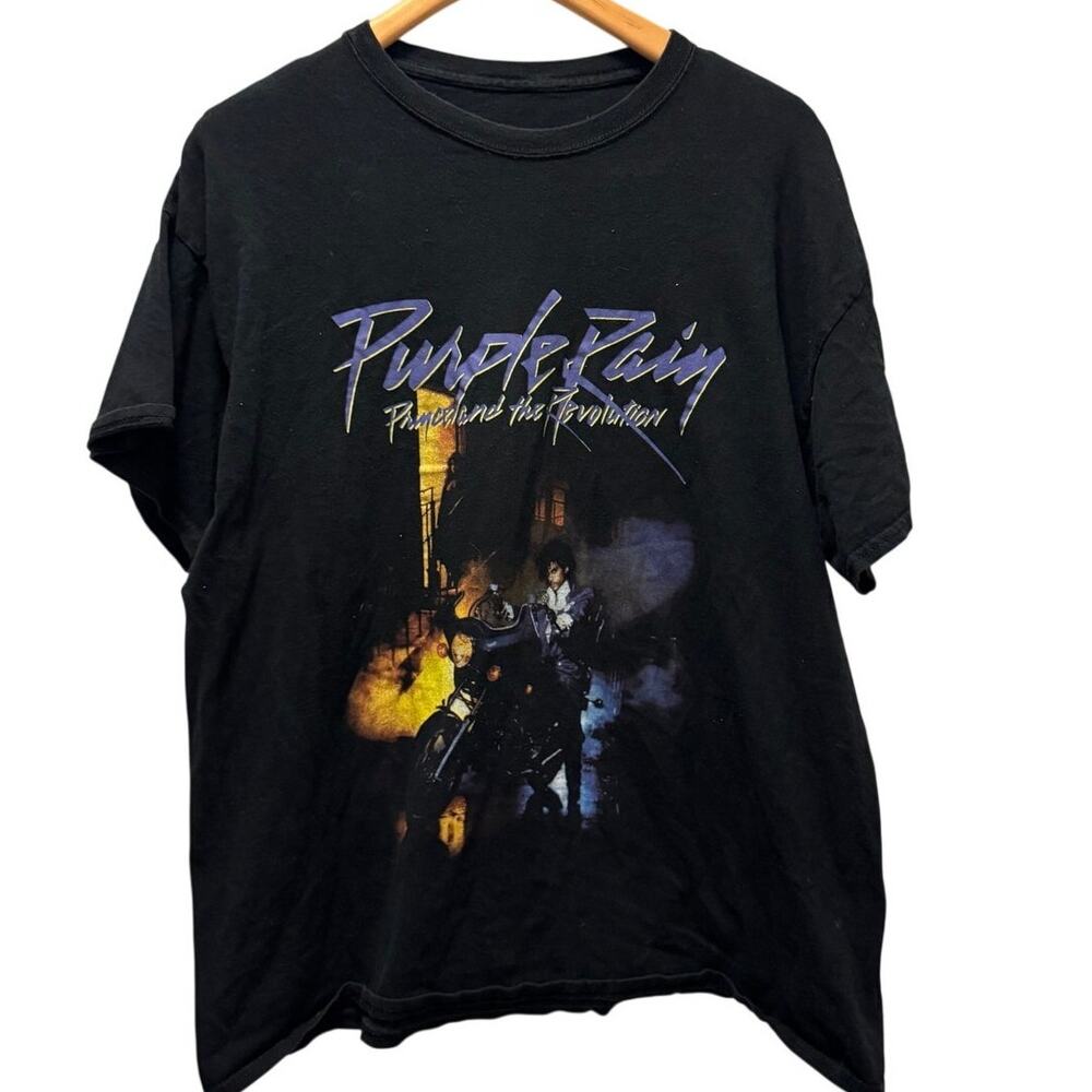 Prince Men’s Purple Rain Graphic T Shirts Black Short Sleeve Music Band Tee XL